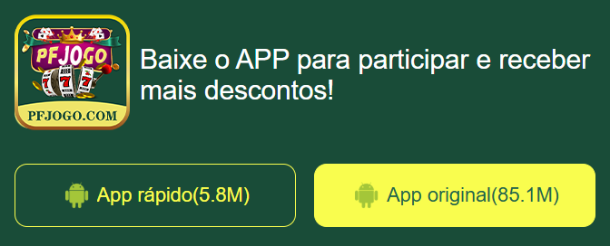 APP oficial da pfjogo.com para mobile